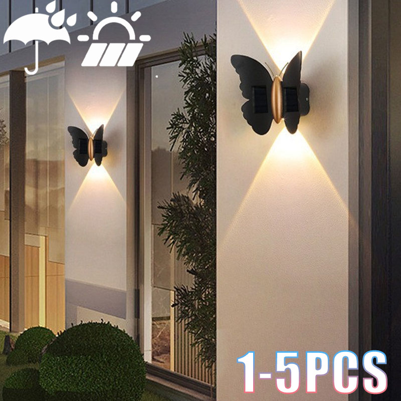 Outdoor Lighting Accent - 1-5 adet güneş kelebek duvar lambası
