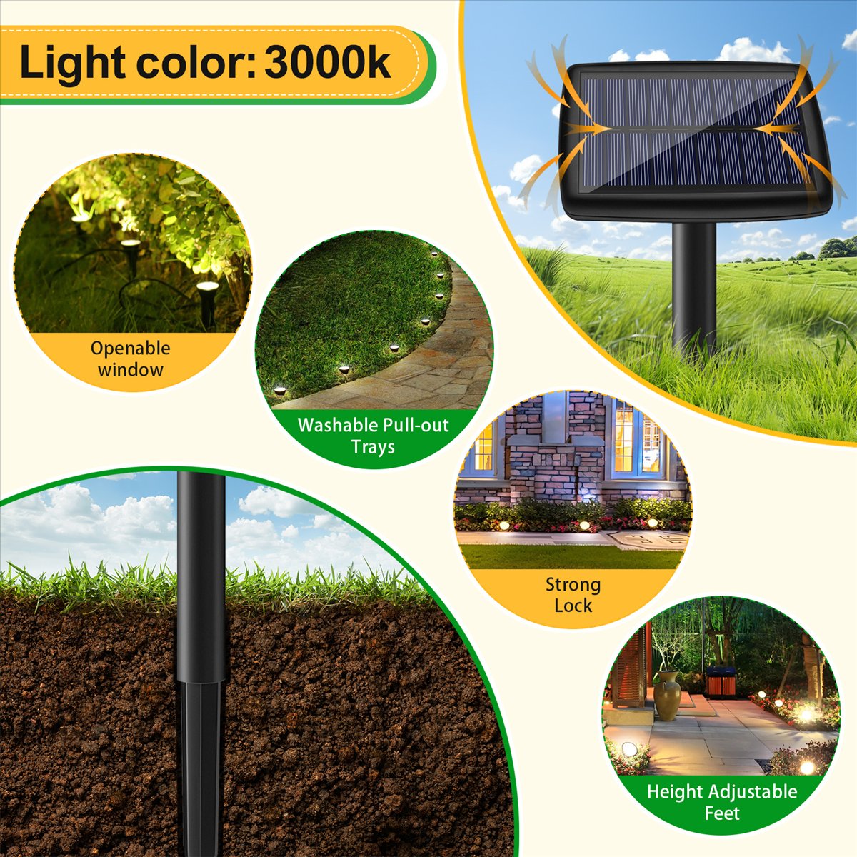Solar Path Light - Y17A 10'u 1 Arada Güneş Enerjili