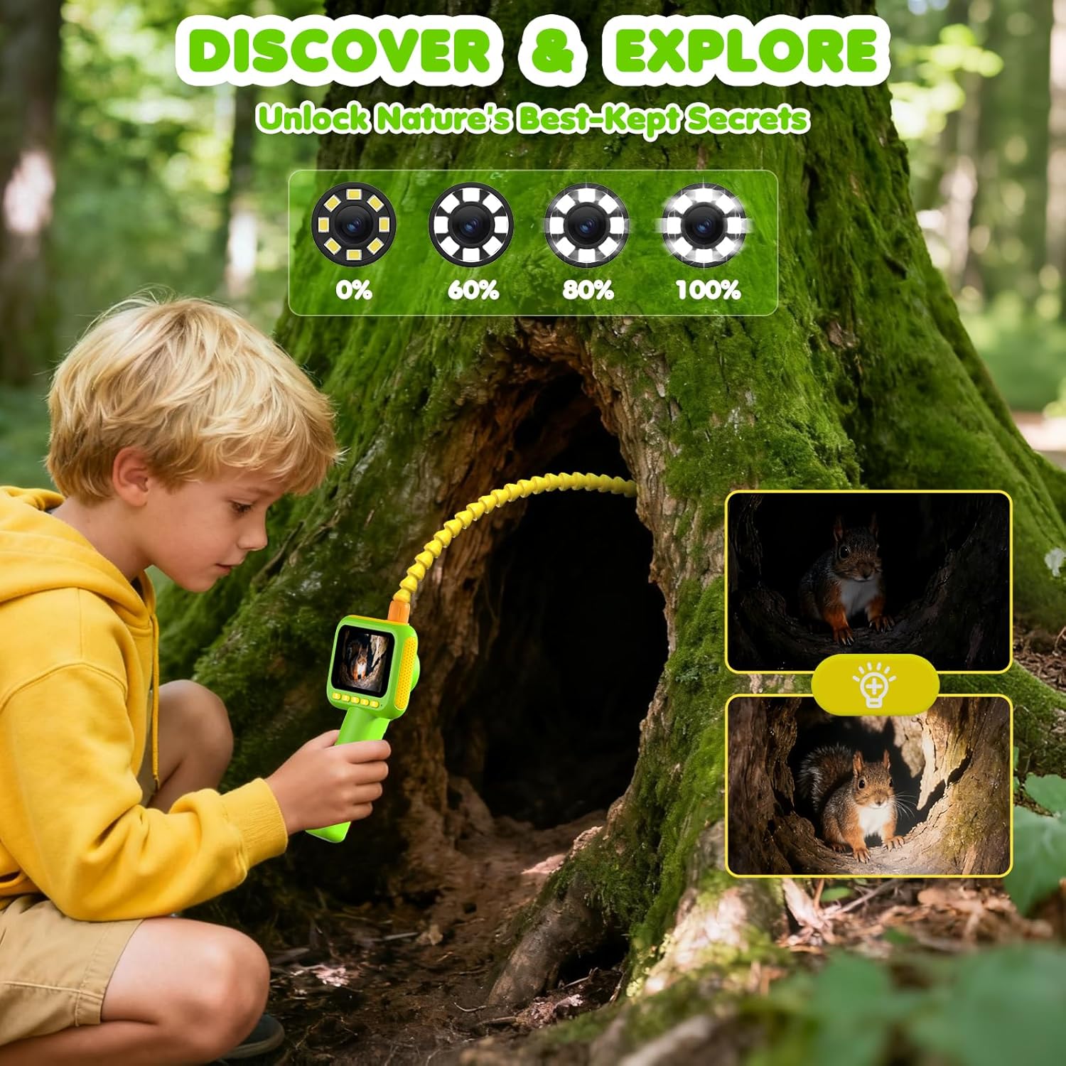 Outdoor Lighting And Camera - Çocuklar için Endoskop, Işıklı Borescope Yılan