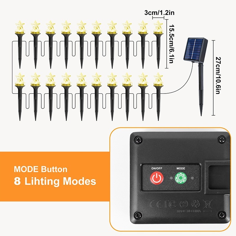 1 takım güneş enerjili pentagr - Solar Path Light incelemesi ve fiyatı